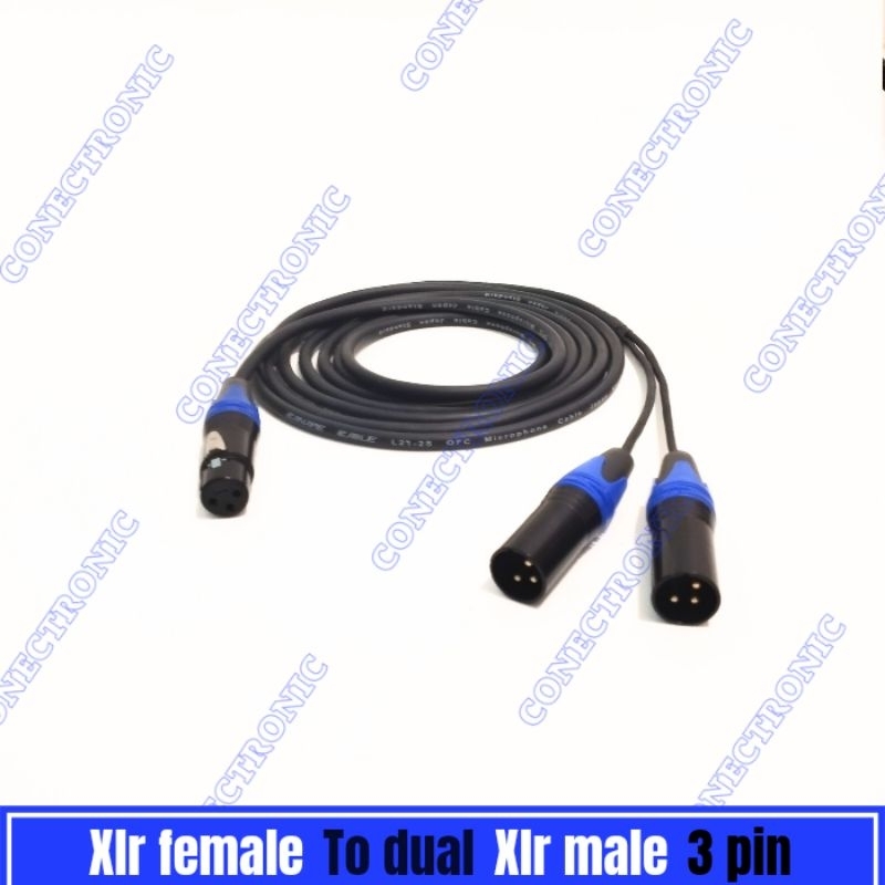 Xlr female to 2 xlr male kabel audio cabang