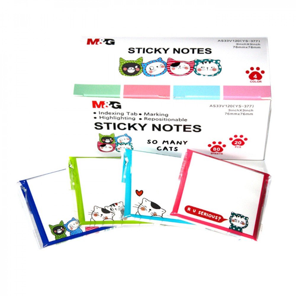 

M&G "SO MANY CATS" 3"x3" White Sticky Notes / Catatan Lembar Putih M&G AS33V120