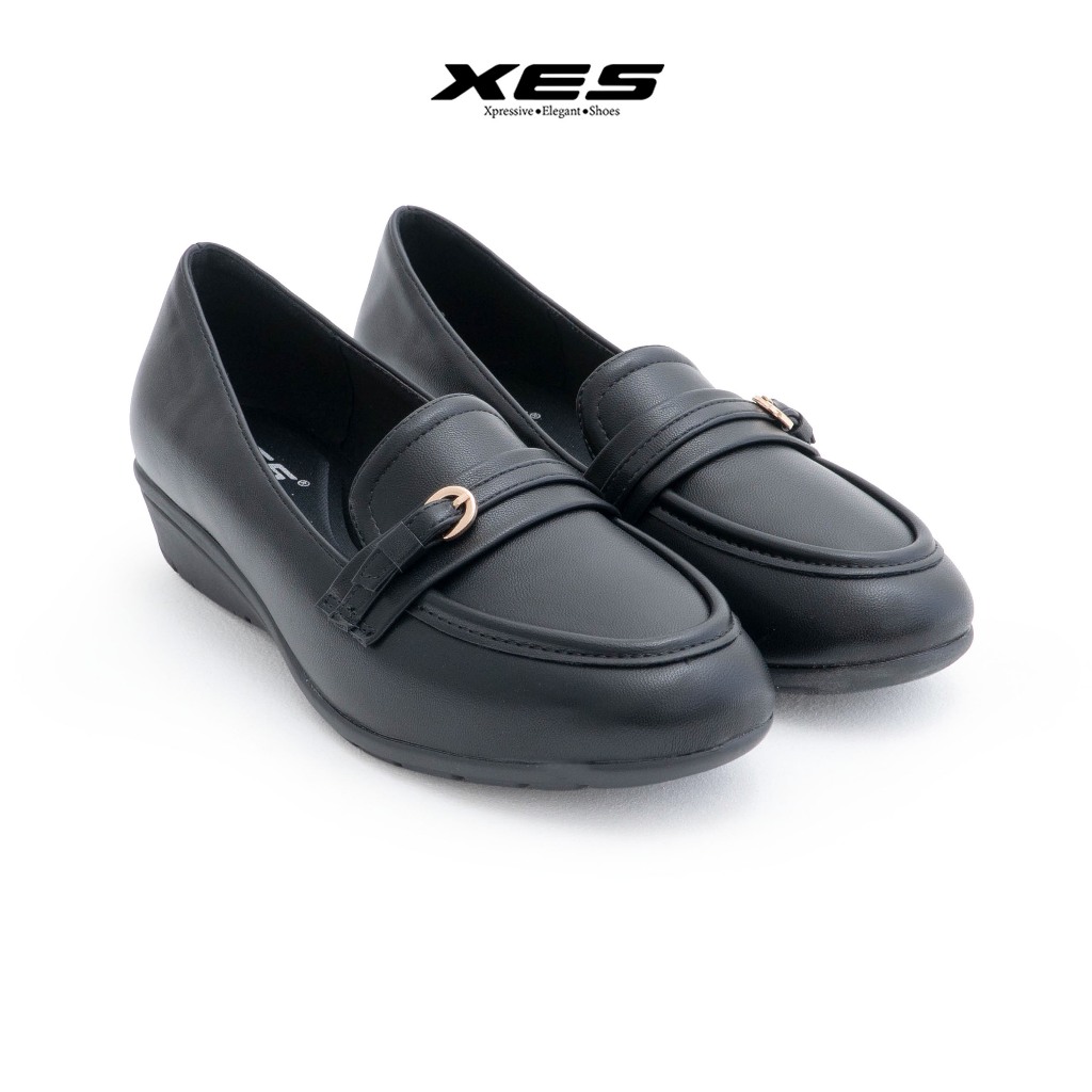 Sepatu Pantofel Kerja Wanita Hitam XES NOIR-548 - Sol Karet, Hak 2 cm, Original Import