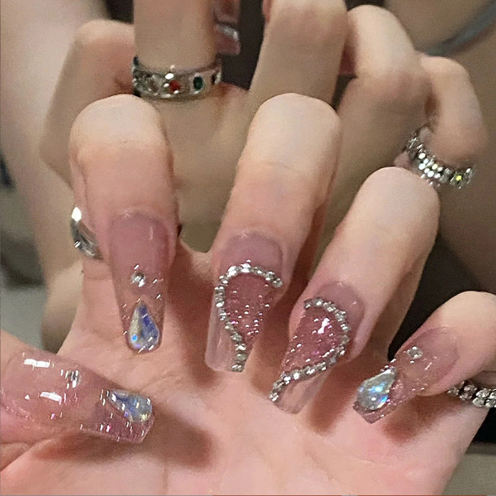 Premium Kuku Palsu Tangan Quality 3D + FREE LEM Cantik 24 Pcs Waterproof Fake Nail Art Nail Tahan Ai