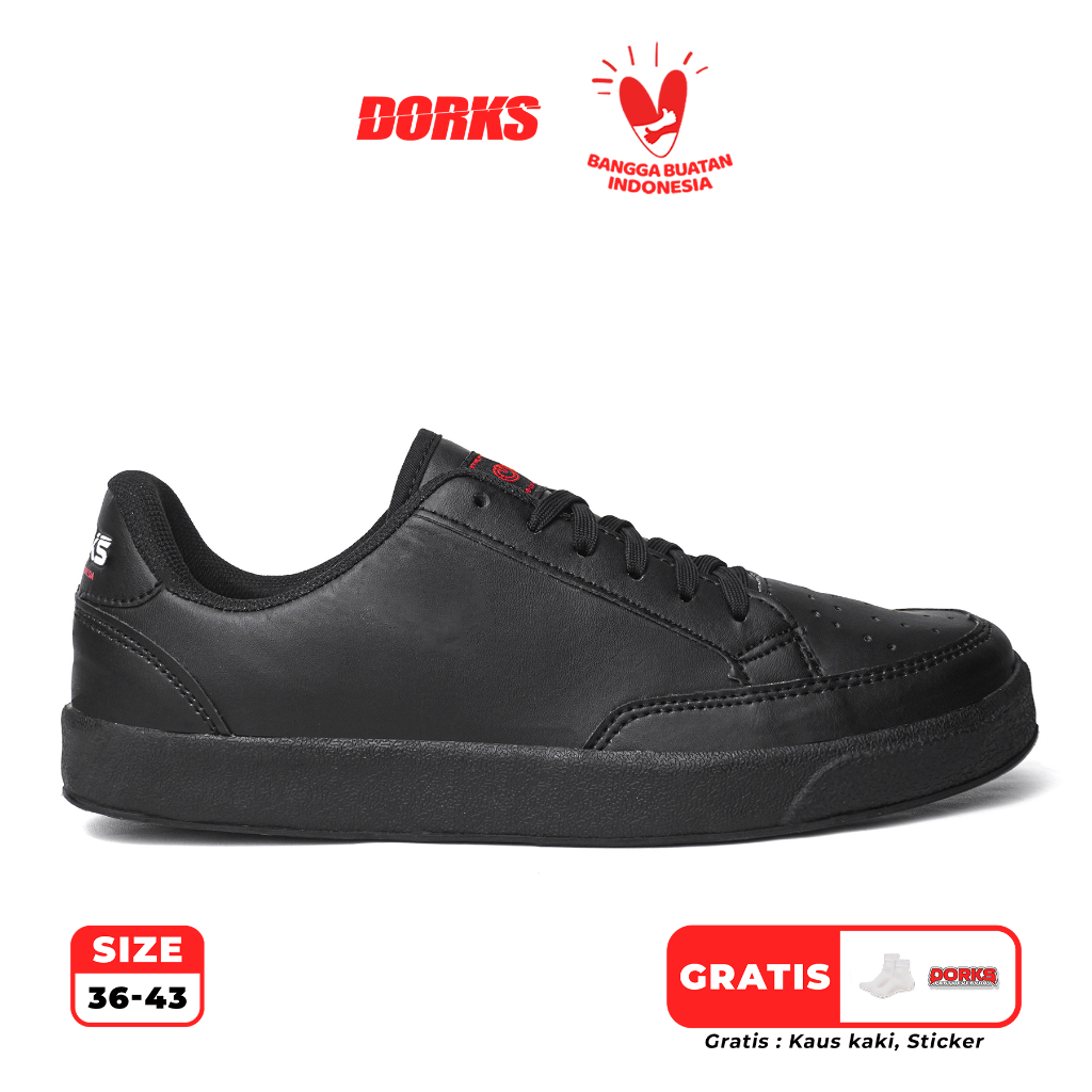 Dorks - Adinda Full Black Sepatu Sneakers Casual Pria Wanita