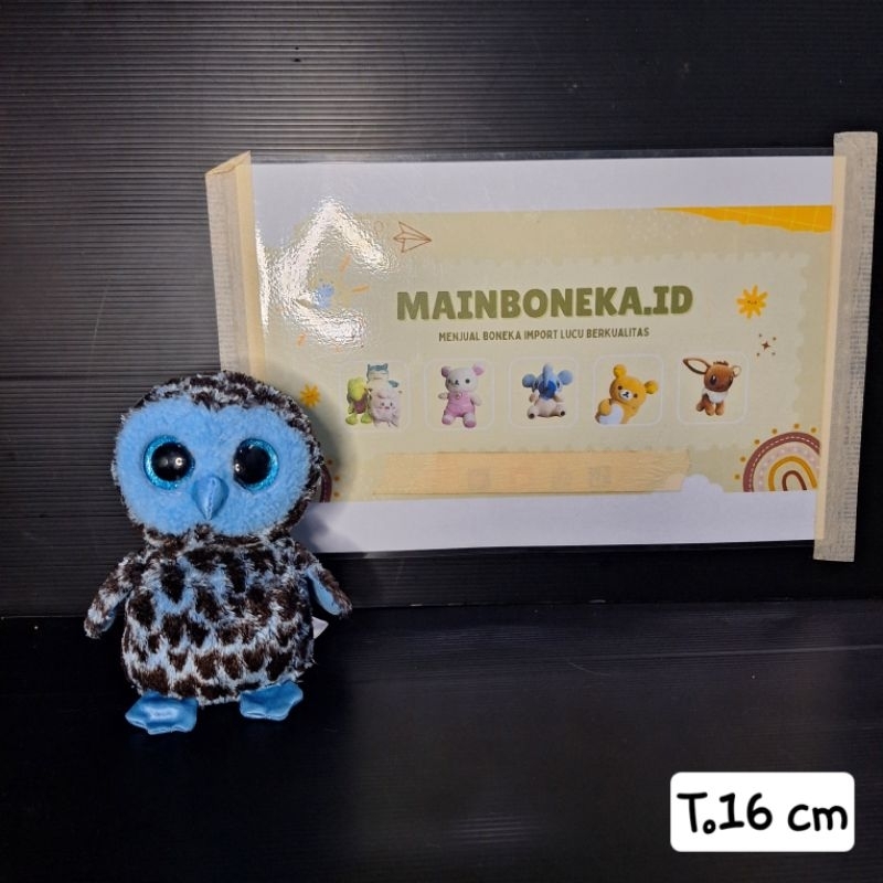 Boneka Burung Hantu Owl Mata Marble Biru Kecil Original Ty Cantik Lucu