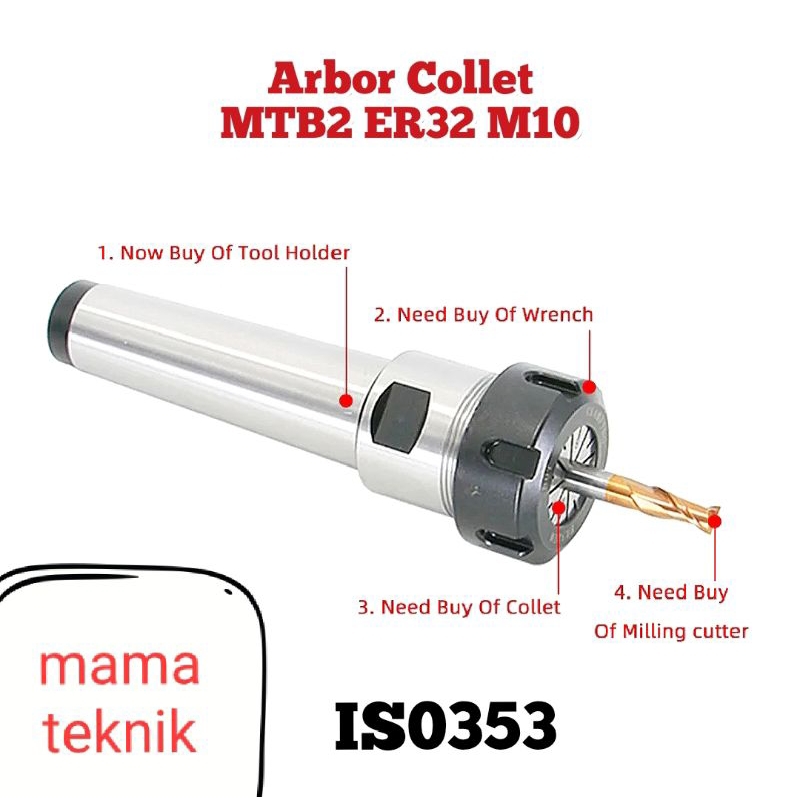 Arbor collet MTB2 ER32 drat atas M10 arbor milling arbor bor frais