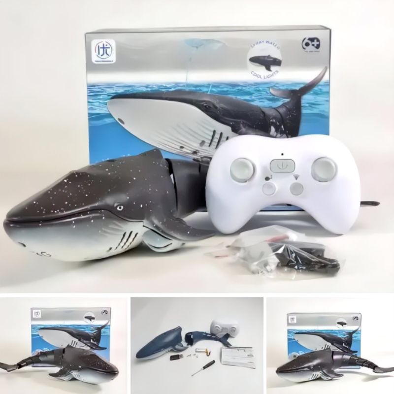 RC Whale Shark Spray Water Remote Control Baterai cas Renang di Air - Mainan Remot Kontrol Ikan Hiu 
