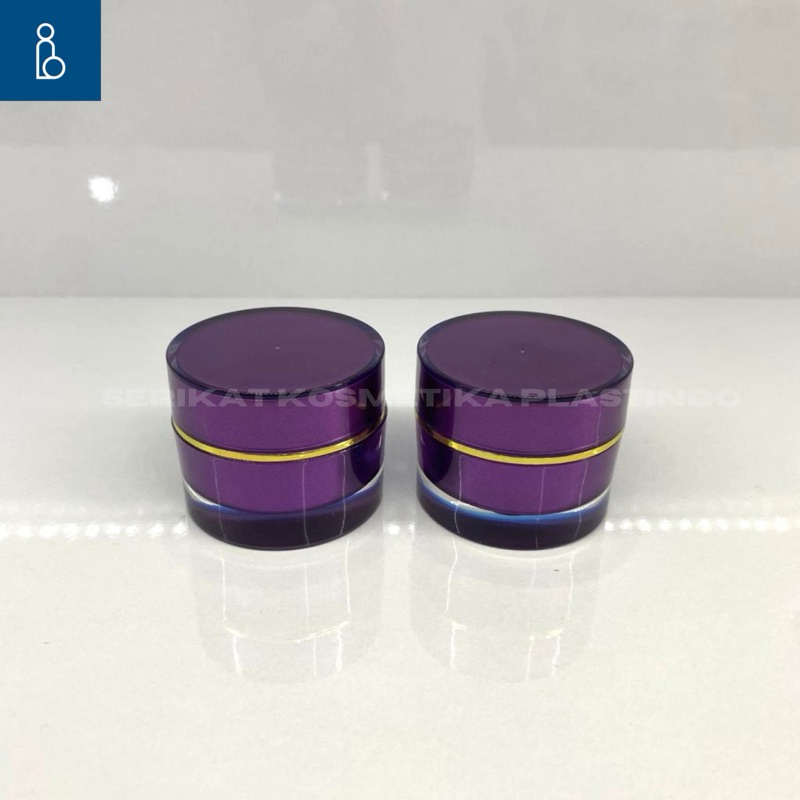 Pot Cream 10 Gram Acrylic Purple Ungu List Gold / Pot Acrylic 10 gr / Pot Kosmetik Acrylic 10 gr / P