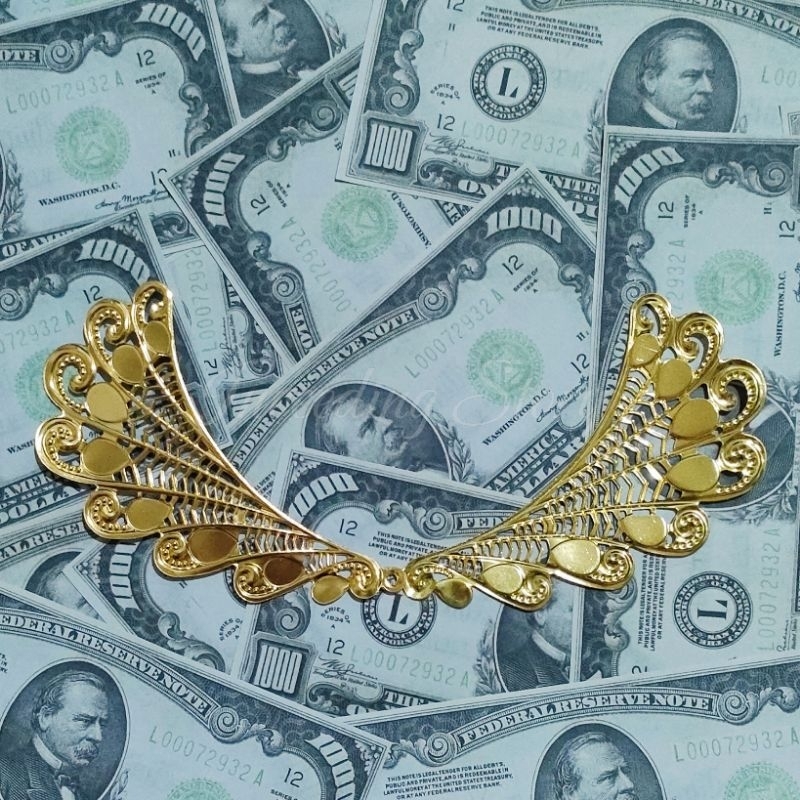 Aksesoris Hiasan untuk Mahar Sayap Gold Besar / Lempengan Aksesoris / Charm Aksesoris