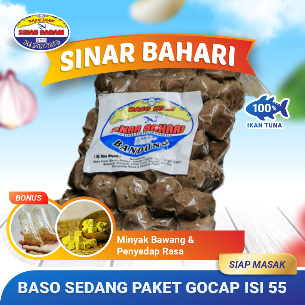 

Bakso Baso Ikan Sinar Bahari Paket Gocap Varian Sedang Bumbu Kuah Tuna Berkualitas Enak Murah 55 Butir