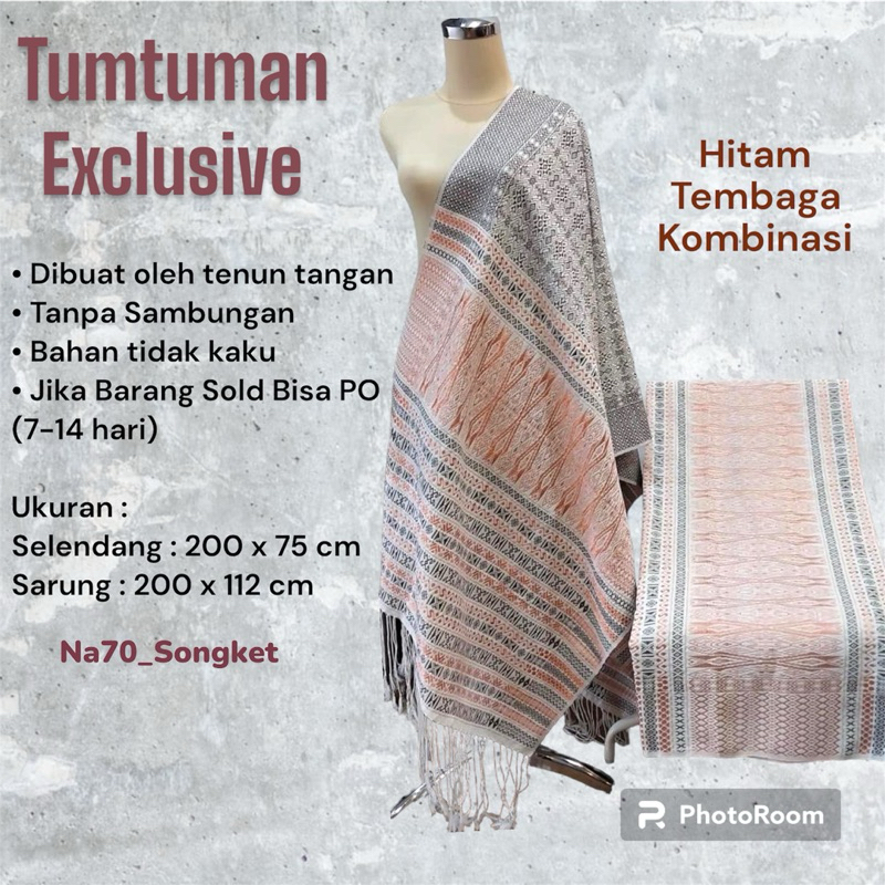 Tumtuman Tanpa Sambungan Tarutung Songket Warna Hitam Tembaga Kombinasi