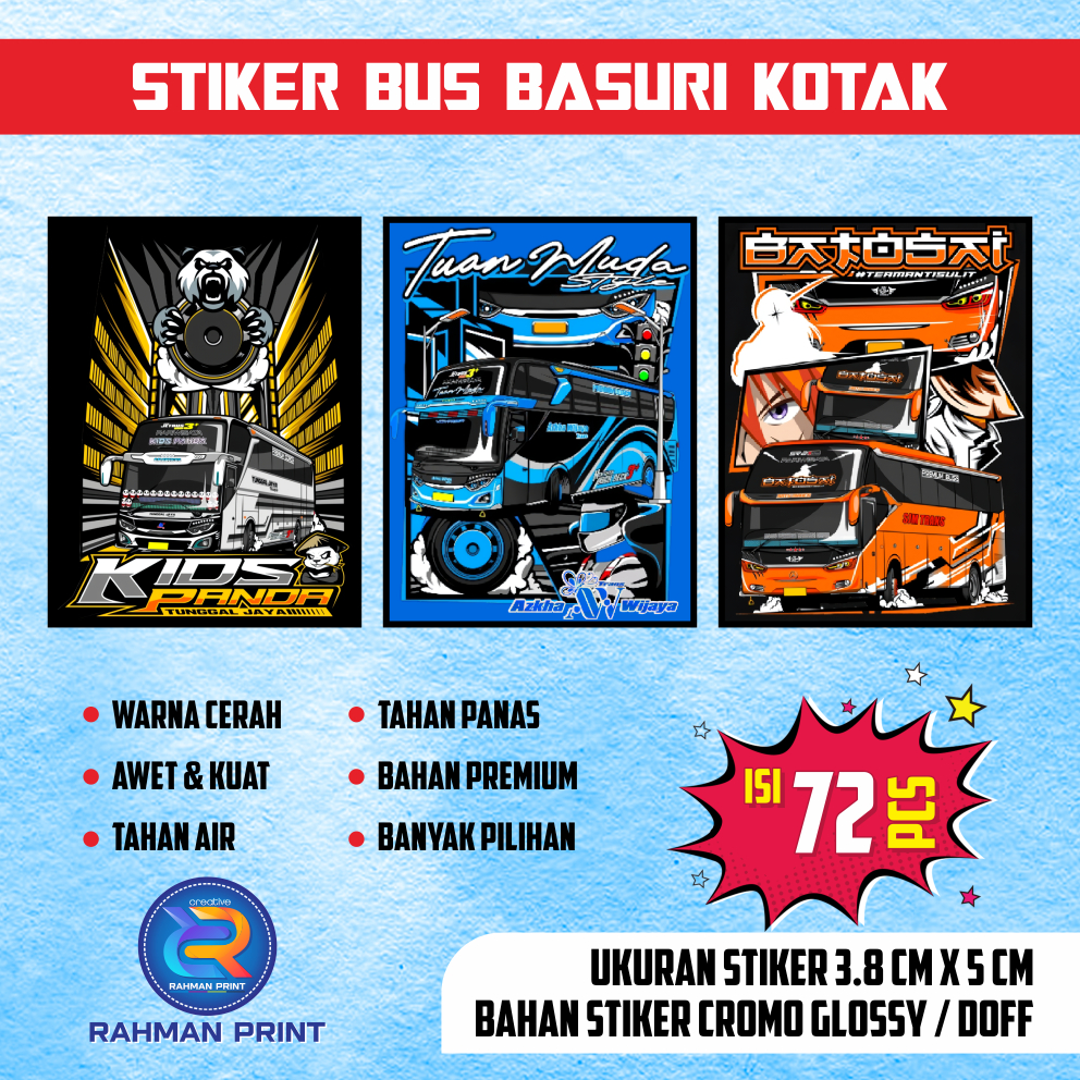 

STIKER BUS BASURI ISI 72 PCS | STIKER BUS TELOLET KOTAK TERMURAH