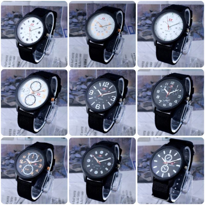 Jam Tangan Pria Swiss Fashion Tali Kanvas