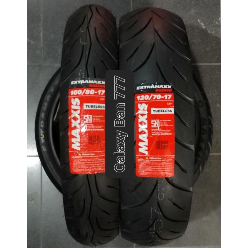 Sepasang Ban Maxxis 100/80-17 & 120/70-17 Extramaxx Tubeless