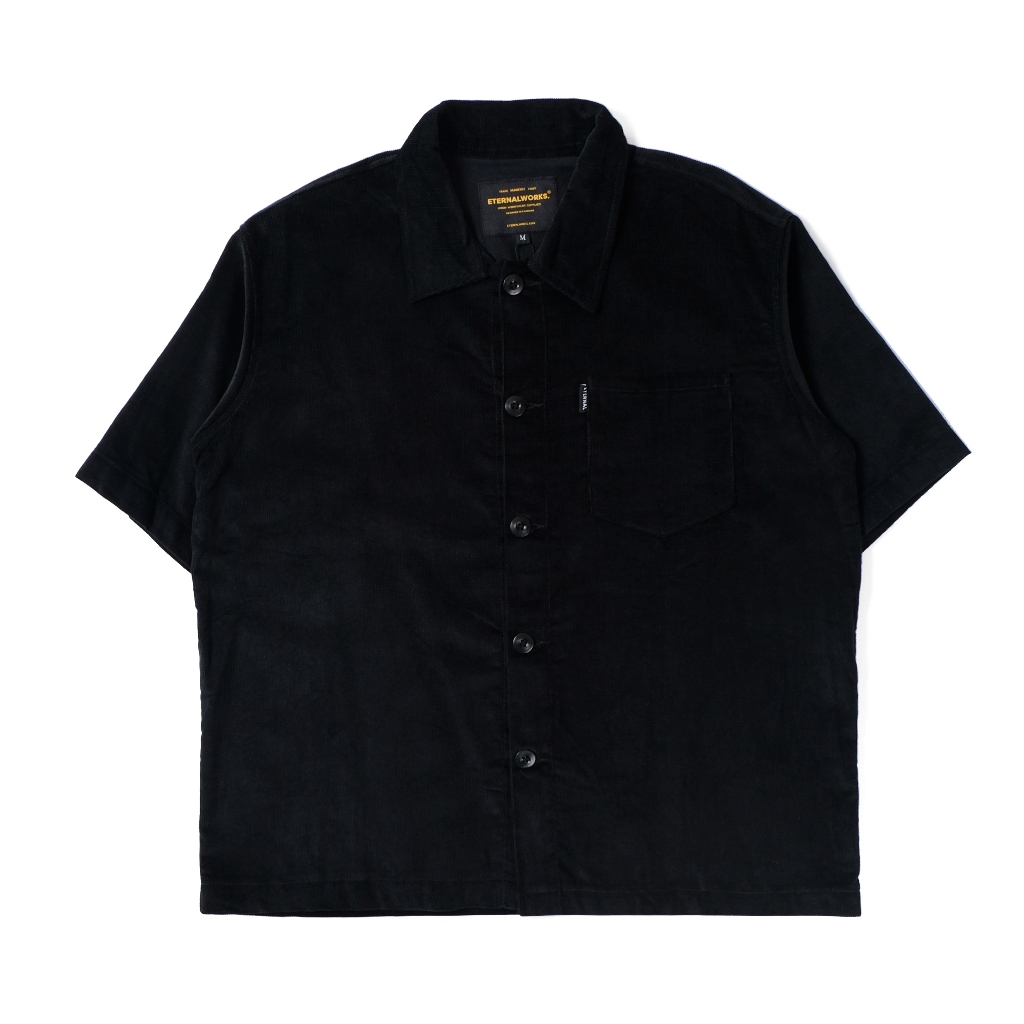 RUSH BLACK CORDUROY ONE POCKET CLASSIC SHIRT - KEMEJA LENGAN PENDEK - KEMEJA CORDUROY HITAM