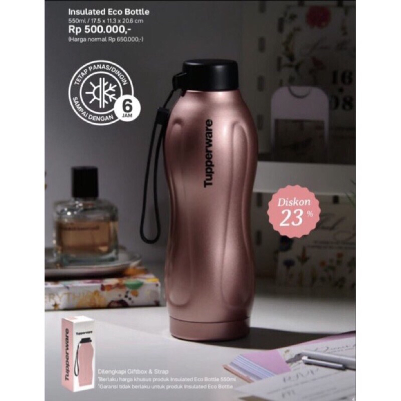 Tupperware eco bottle stainless botol minum termos air