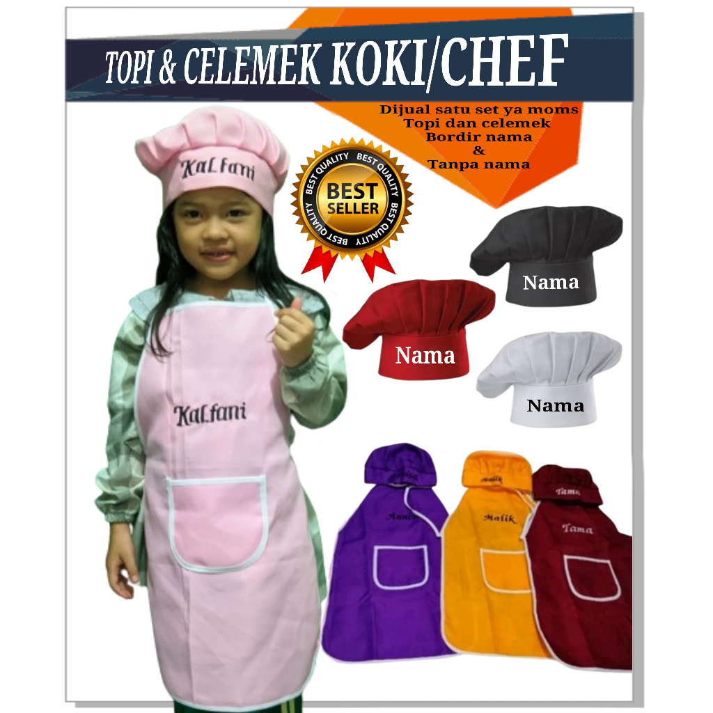 Celemek Dan Topi chef Anak / Topi Chef & Celemek Chef