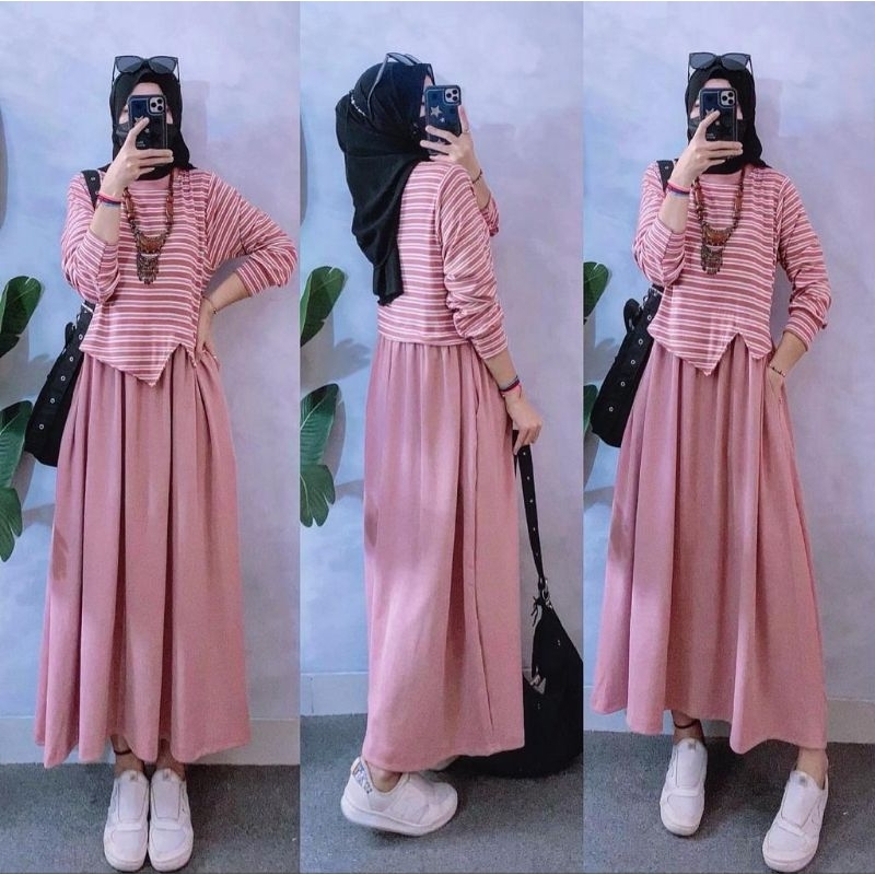 Midi Sarah Garis kecil Wanita