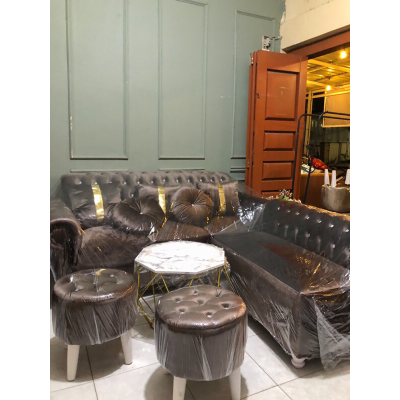 SOFA LETER L MINIMALIS SET MEJA HEXA