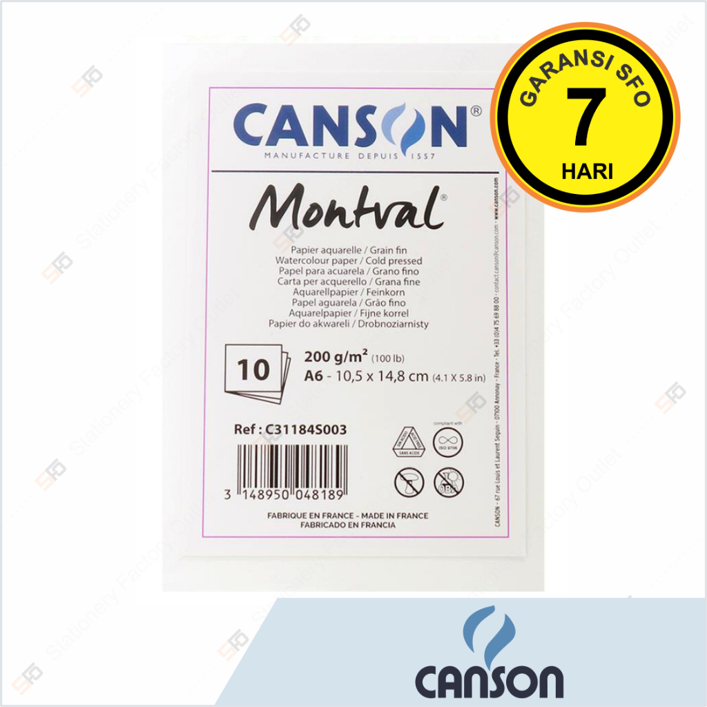 

Canson Montval A6 200g - 10 sheets - Watercolor Paper - Kertas Cat Air - SFO Semarang Official