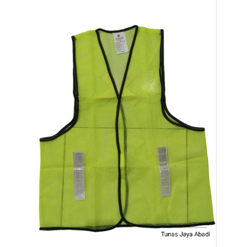 Rompi Proyek Jaring Lobang List Hitam Warna Hijau