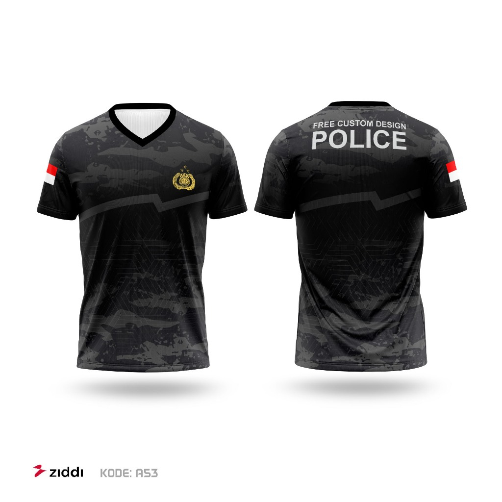 KAOS JERSEY POLISI TNI CUSTOM KAMUFLASE LORENG FULLPRINT DRYFIT A53