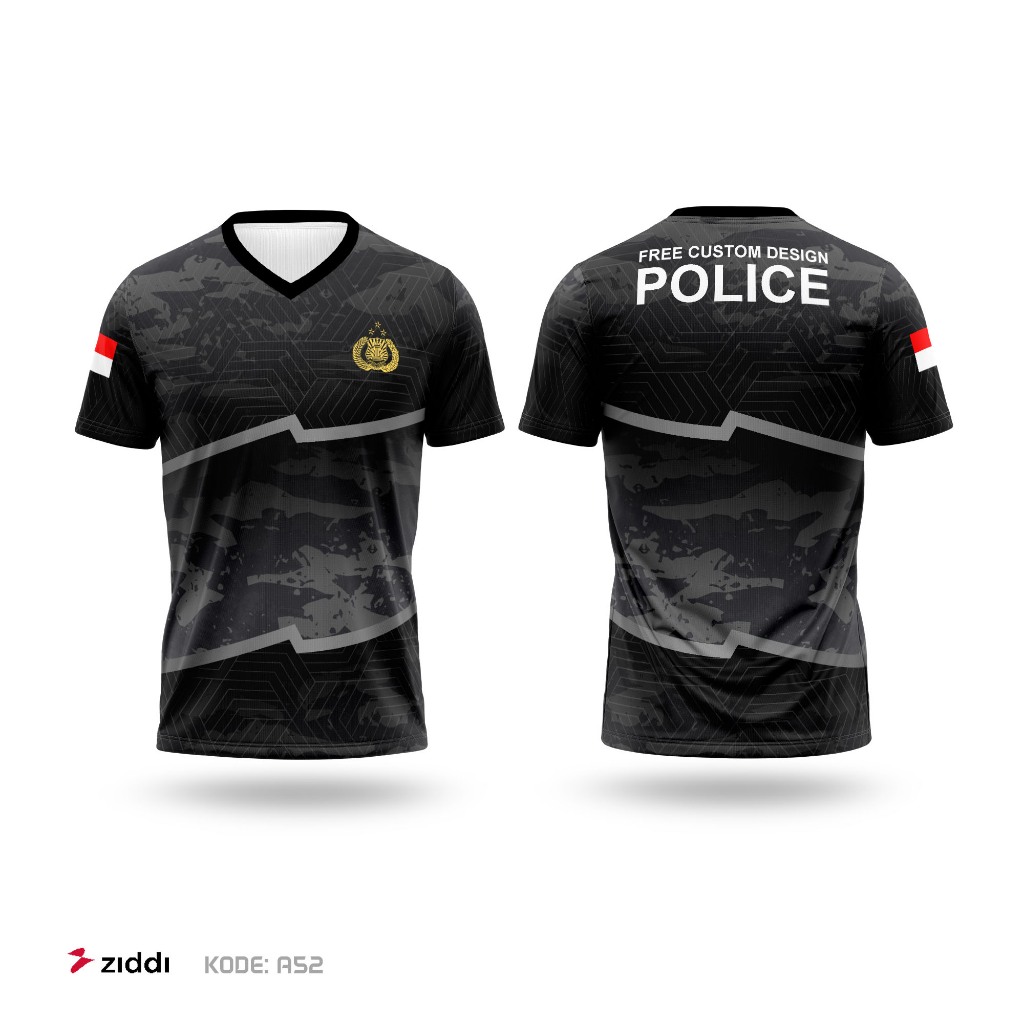 KAOS JERSEY POLISI TNI CUSTOM KAMUFLASE LORENG FULLPRINT DRYFIT A52