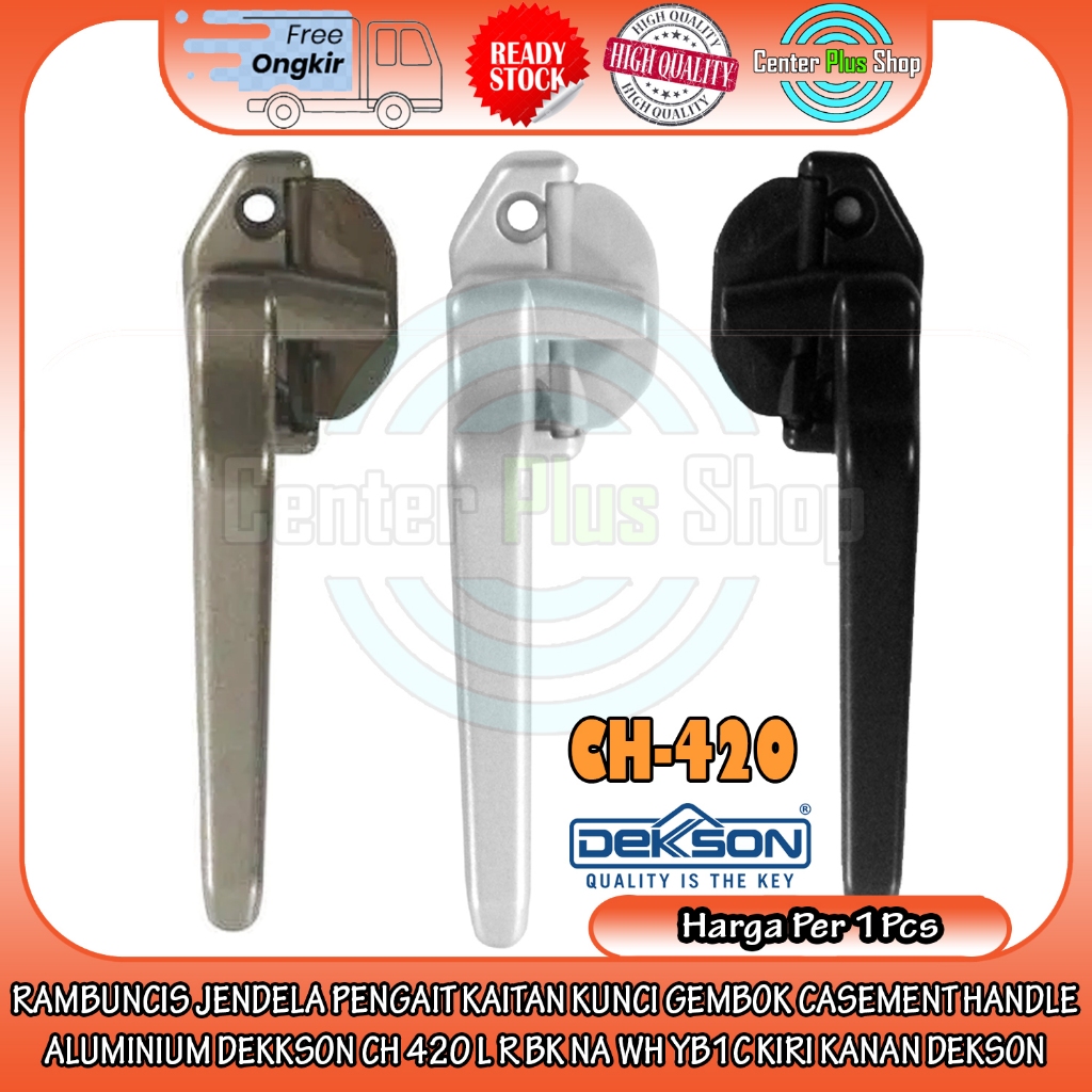 RAMBUNCIS JENDELA PENGAIT KAITAN KUNCI GEMBOK CASEMENT HANDLE ALUMINIUM DEKKSON CH 420 L R BK NA WH 