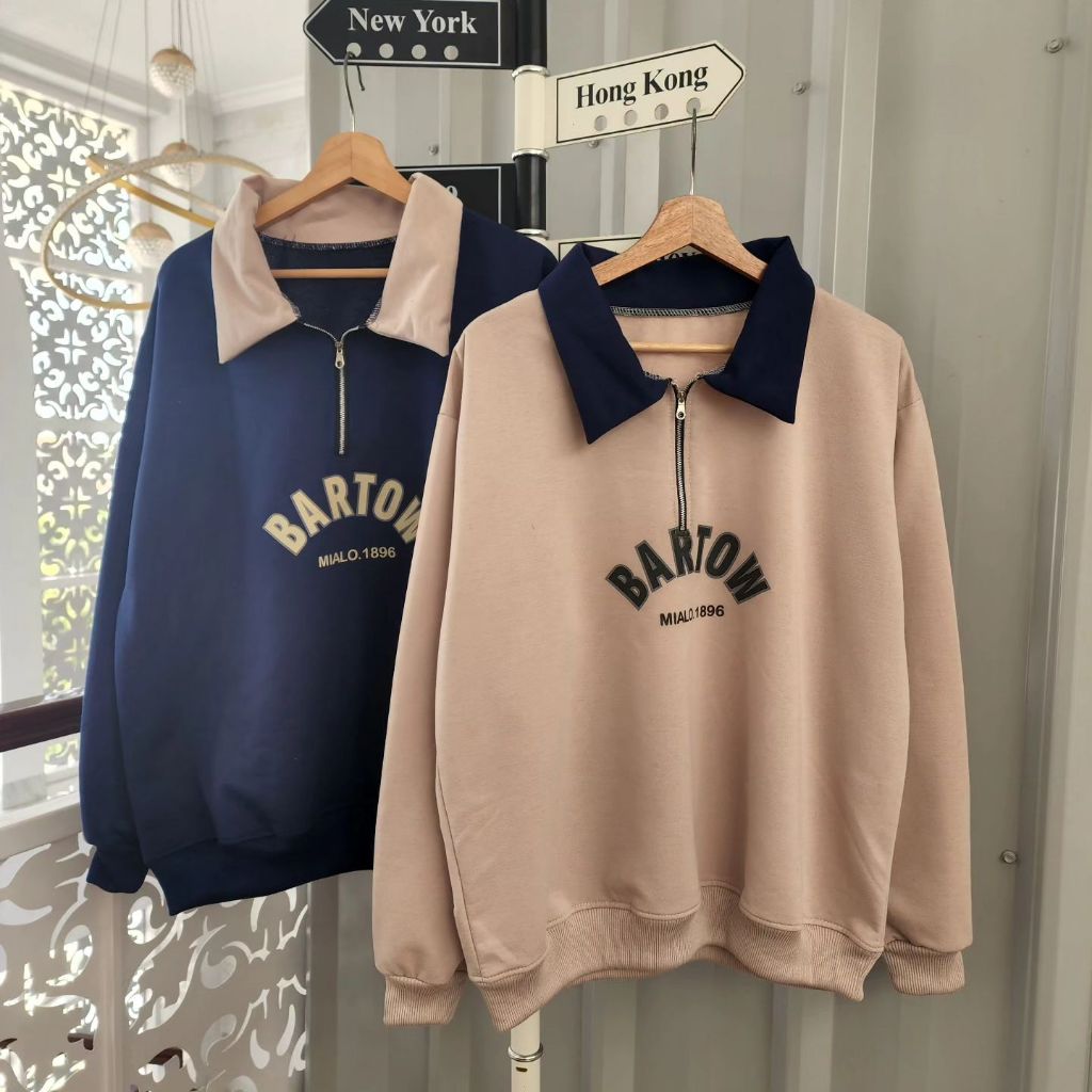 ( isi 2 pcs ) Jaket couple pasangan terbaru BARTOW OVERSIZE / sweater couple pasangan atasan crewnec