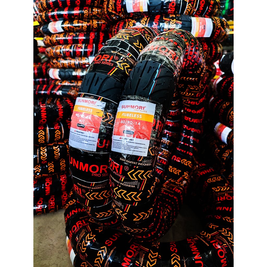 Sunmori Ban Motor MATIC BEAT/VARIO/MIO/FINO/SPACY/SCOOPY R14 Ukuran 80/90-14 Tubeless