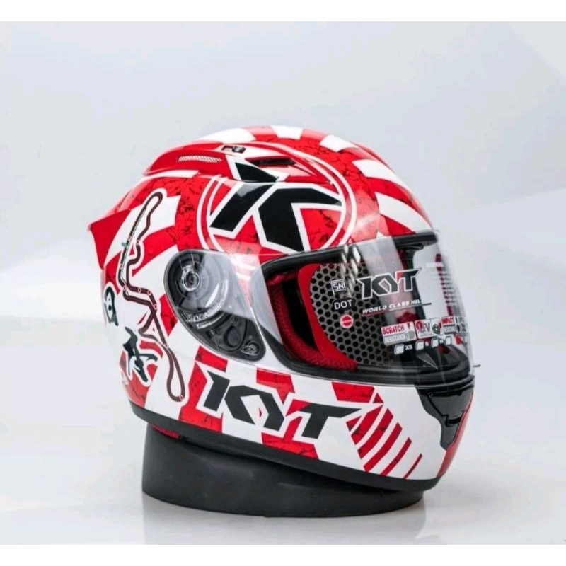 HELM KYT RC7 SERI# 17  WHITE RED GLOSS ORIGINAL