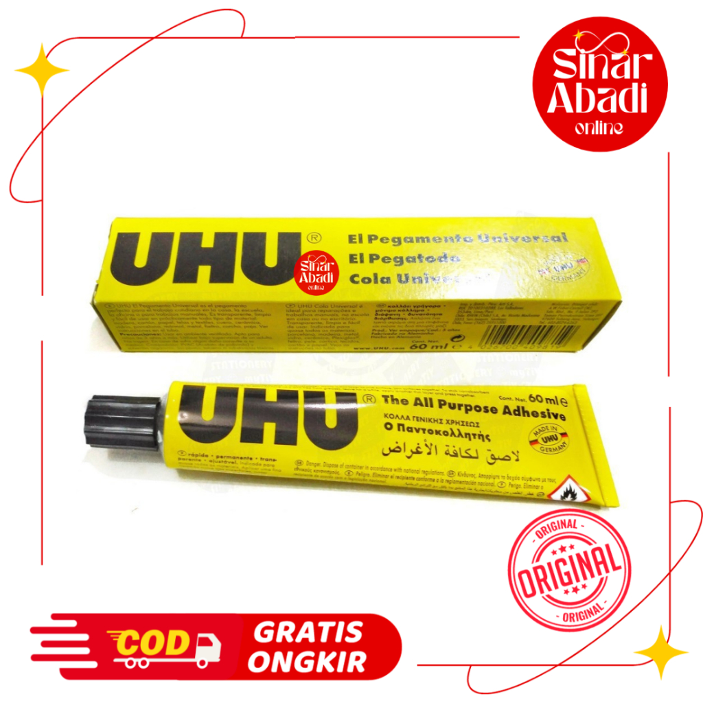 

LEM UHU CAIR SERBAGUNA 60 ML THE ALL PURPOSE ADHESIVE