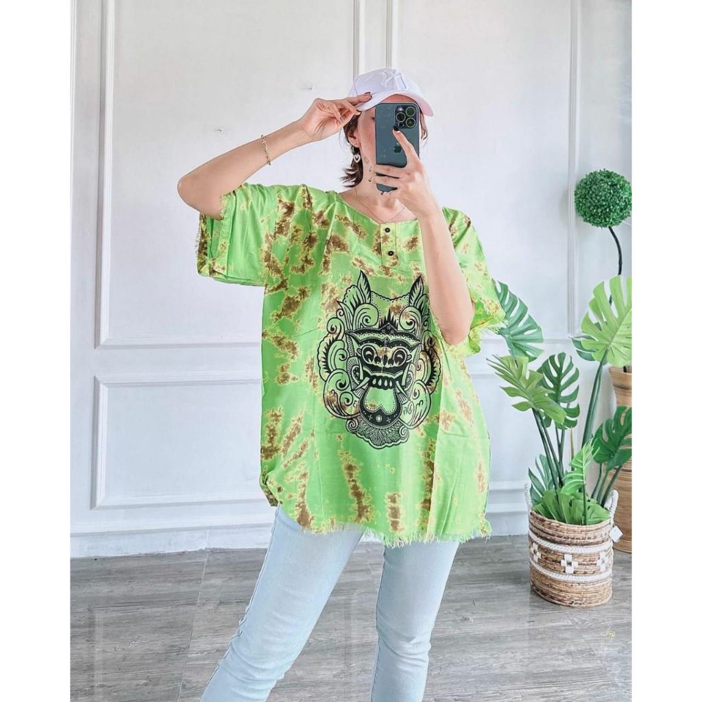 Setelan Tanktop Barong Bali Wanita Celana Pendek Katun Rayon Barongan Kekinian Jumbo Baju Set CP Ste