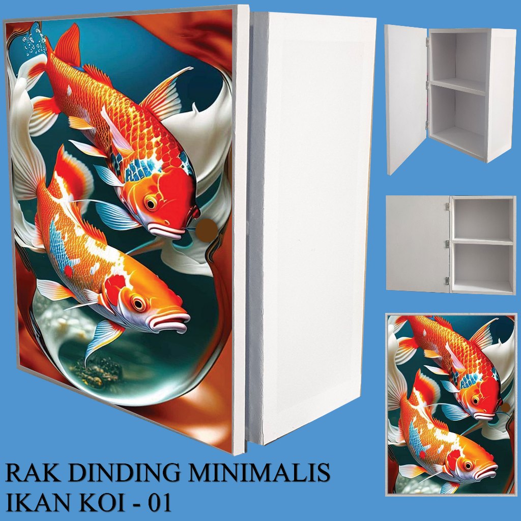 RAK DINDING MURAH MINIMALIS MOTIF IKAN KOI /  LEMARI DINDING MINIMALIS / RAK DINDING SERBAGUNA /  BO
