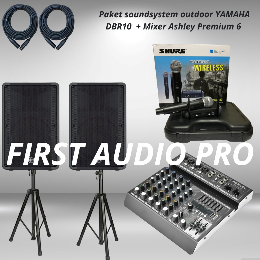 Paket 3 soundsystem outdoor YAMAHA DBR10 + Mixer Ashley Premium 6 original