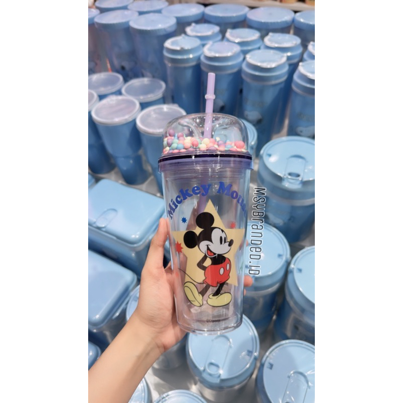 MINISO DOUBLE WALL WATER BOTTLE PLASTIC TUMBLR BOTOL MINUM MICKEY TUMBLER 480ml