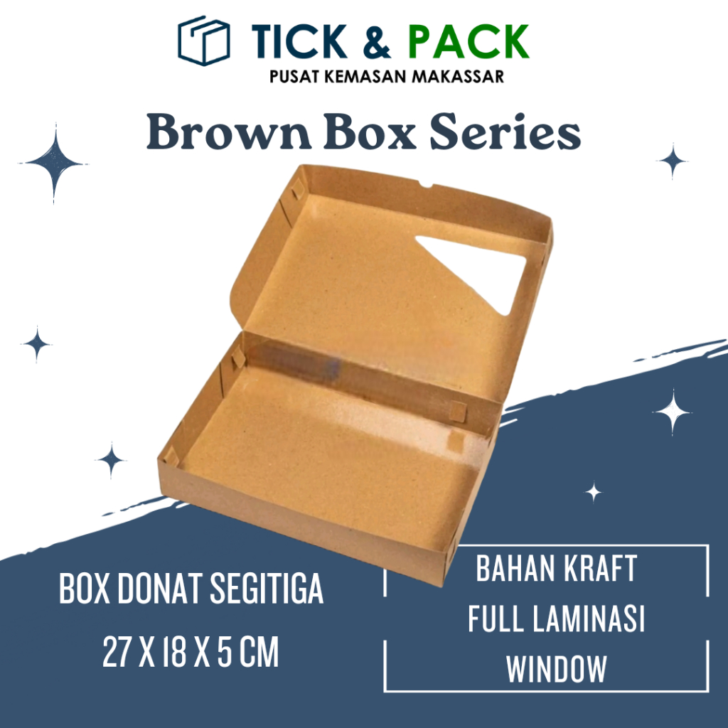 

[ Isi 10 ] Dus Kraft Box Laminasi 27 x 18 x 5 Jendela Segitiga Kemasan Donat Kemasan Kue Packaging Box Kotak Kue Karton