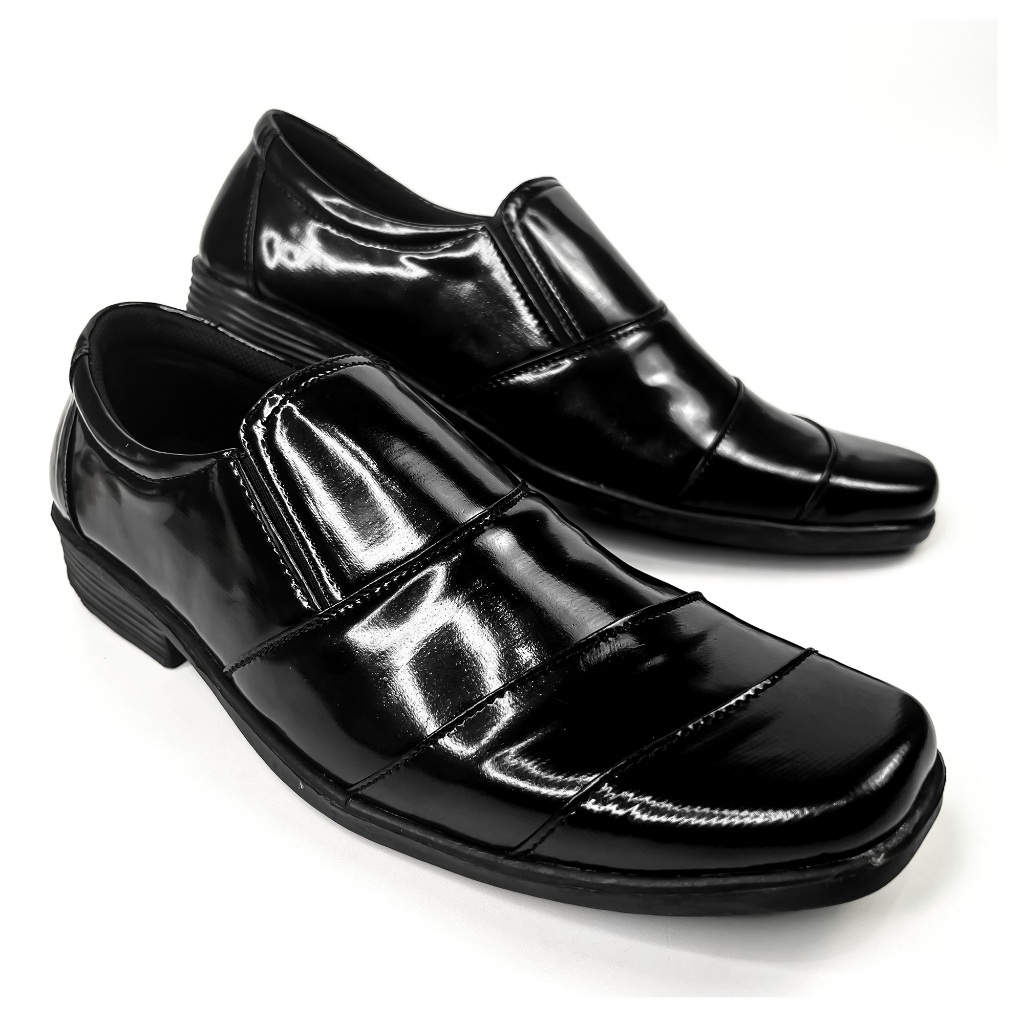 Sepatu Cowok Kantor Sepatu Pria Kerja Polos Hitam Berkilap Sepatu Kerja Pria Keren
