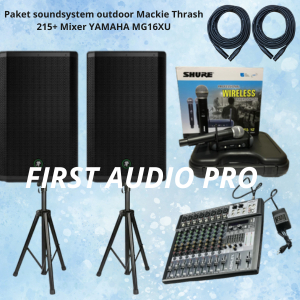 Paket 9 soundsystem outdoor Mackie Thrash 215 + Mixer Ashley AX8N ORIGINAL