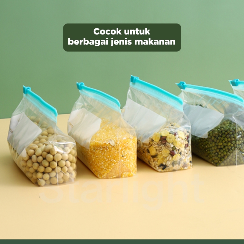 Starlight Plastik Ziplock Reusable Kantong Plastik Klip Ziplock Organizer Makanan Sayuran Fresh Bag
