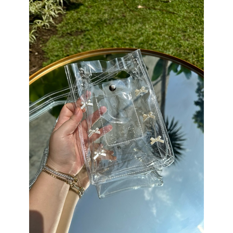 EMILY Ribbon Clear Transparent PVC Concert Bag / Tas Jelly Bening Mika Pita Konser
