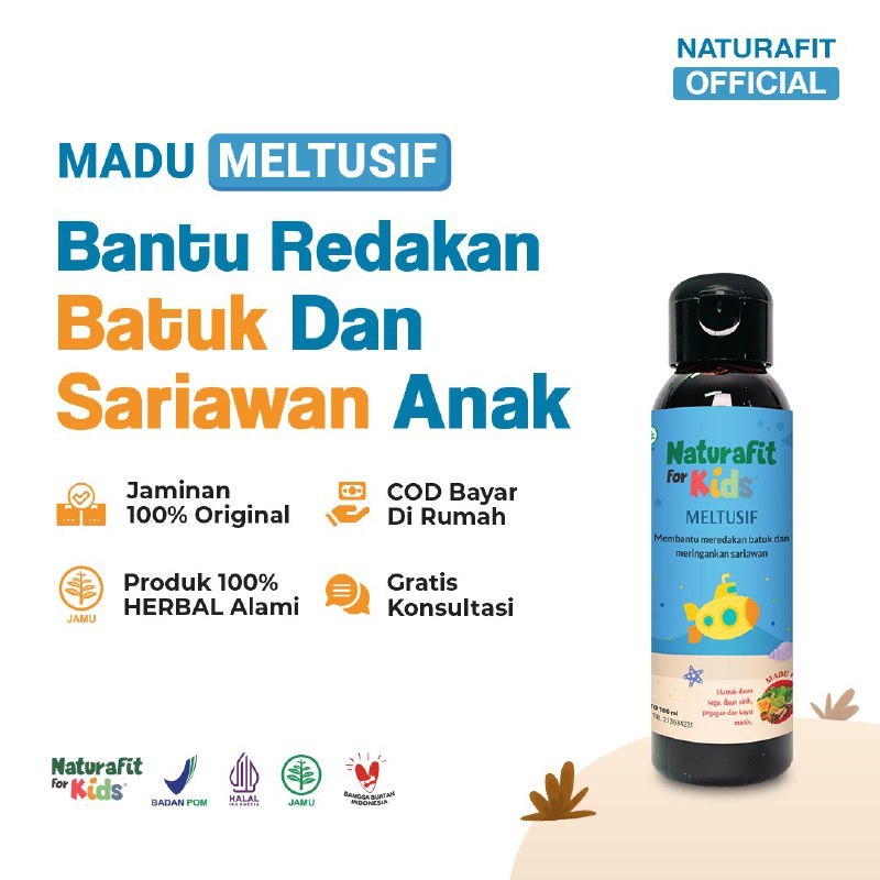 Madu Meltusif Naturafit For Kids Obat Batuk Anak 1 2 3 Tahun Herbal Obat Sariawan Anak 2, 3, 4, 5 ta