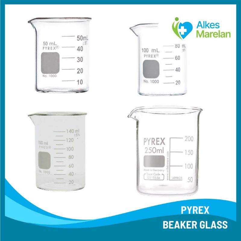 PYREX - Beaker Glass Pyrex / Beaker Low Form / Gelas Kimia Pyrex