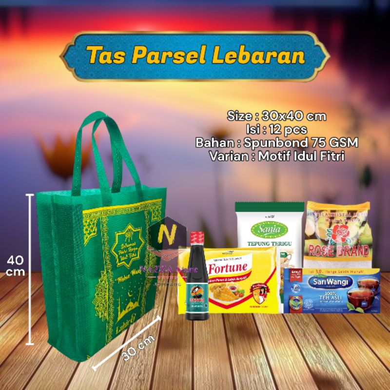 

Tas Parcel Goodiebag Spunbond Lebaran Idul Fitri PRESS PREMIUM TEBAL Isi 12 pcs