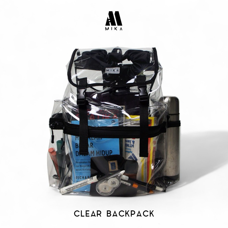 MIKA CARGO BACKPACK TRANSPARANT / TAS RANSEL BENING / TAS LAPTOP / TAS SERUT BESAR / TAS SEKOLAH