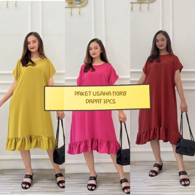 DASTER OBLONG REMPEL CRINKLE PAKET USAHA 110rb dpt 3pcs