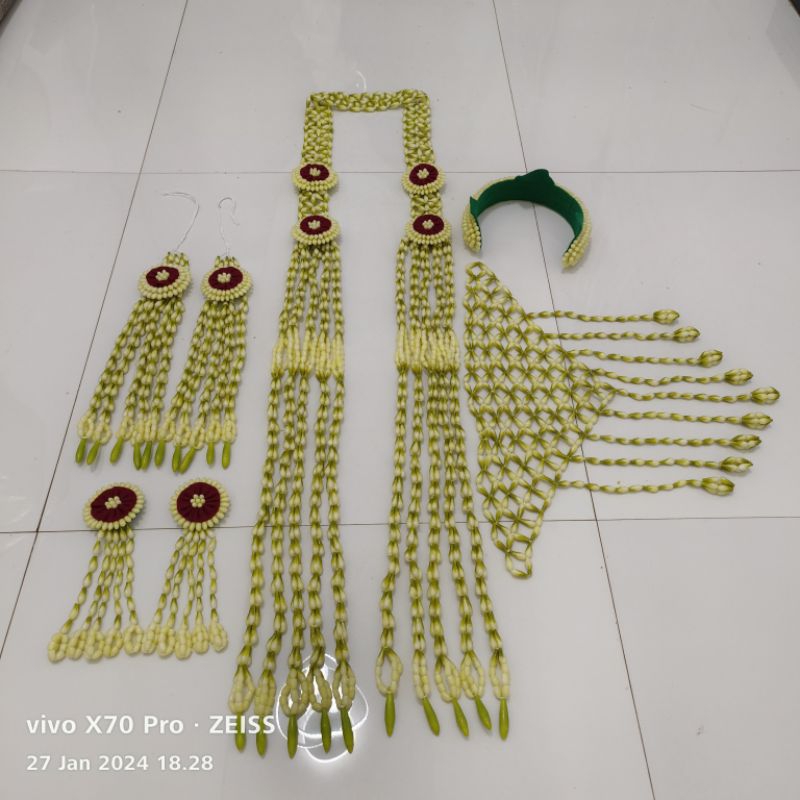 XiB0 Melati Imitasi Madura Lilin Set Slendang 2,3-2,4m