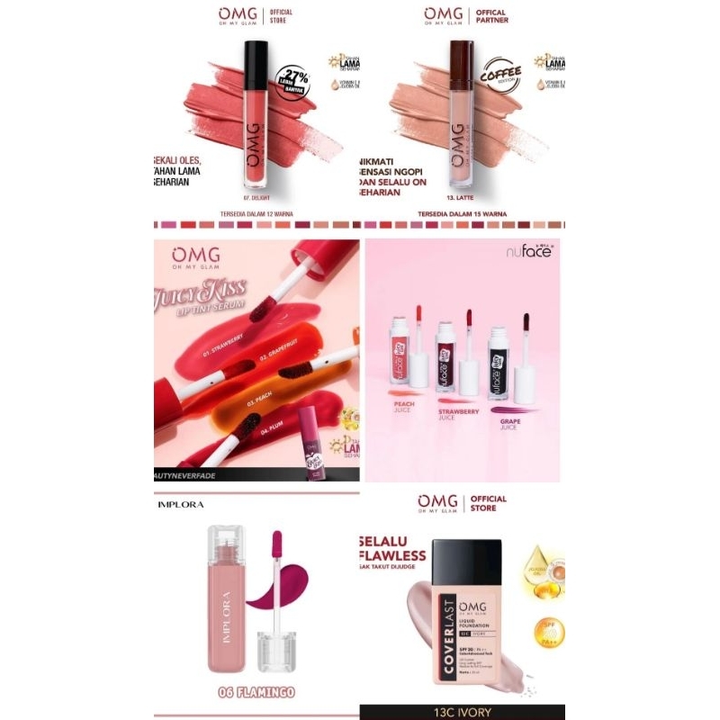 OMG Lip Cream / OMG Lip Tint Serum / Nuface Lip Tint / Implora Jelly Tint