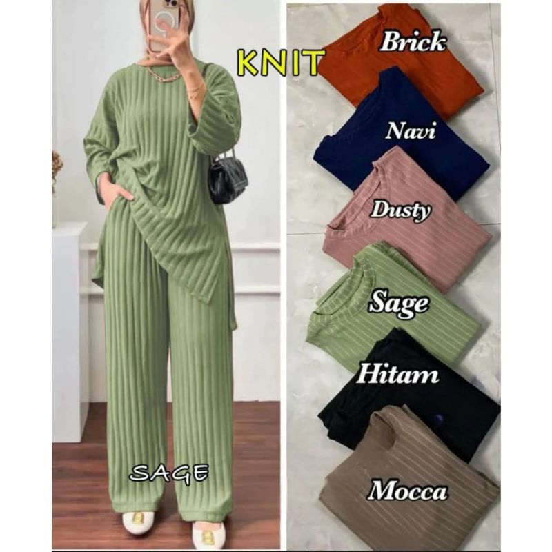 SET SETELAN JUMBO/ WANITA MODEL TERBARU SETELAN MUSLIM BAHAN KNIT HORNET HALUS SETELAN JUMBO