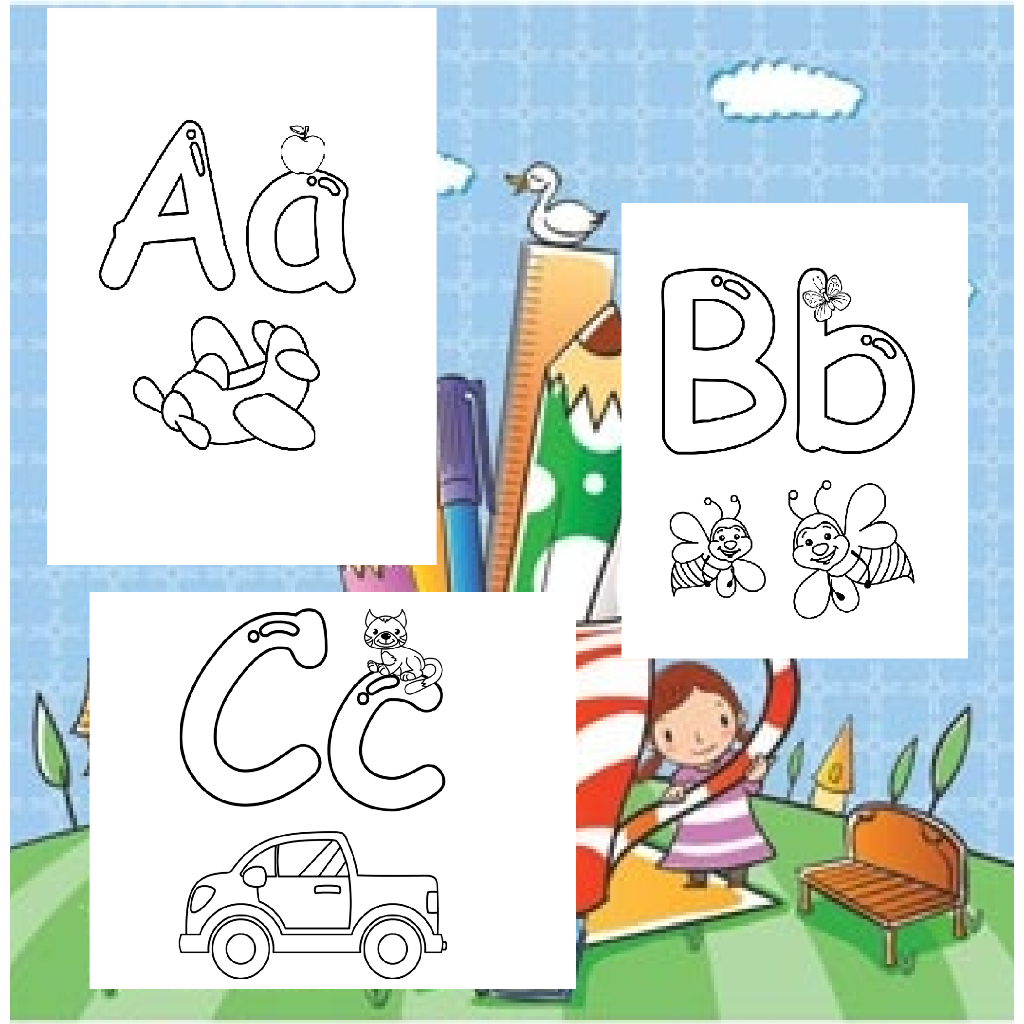 

LEMBAR SKETSA MEWARNAI SEMUA ABJAT DENGAN GAMBAR MENARIK / MAINAN EDUKASI KREATIVITAS ANAK MEWARNAI HURUF ABJAD