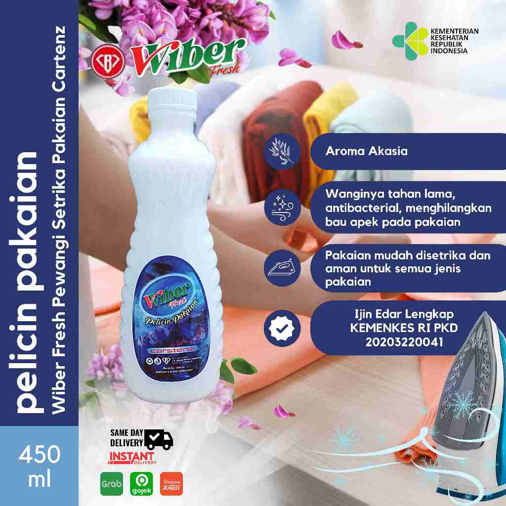 Pewangi Setrika Pakaian Kental Premium Kemasan Ekonomis Wiber Fresh Cartenz dan Callysta 450ml