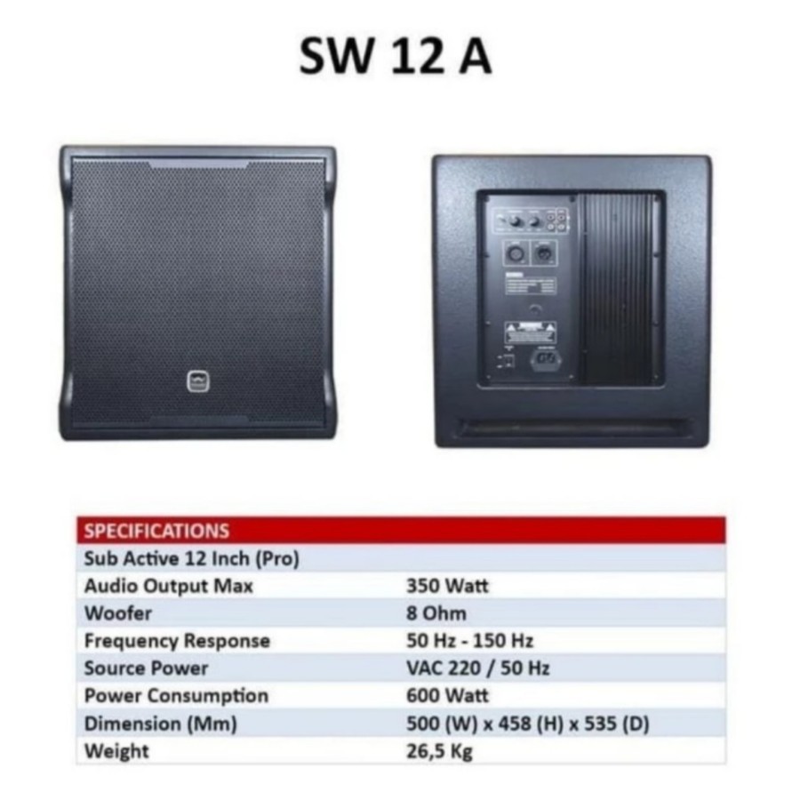 Subwoofer aktif 12 inch WISDOM SW 12A / SW12A / SW12 A