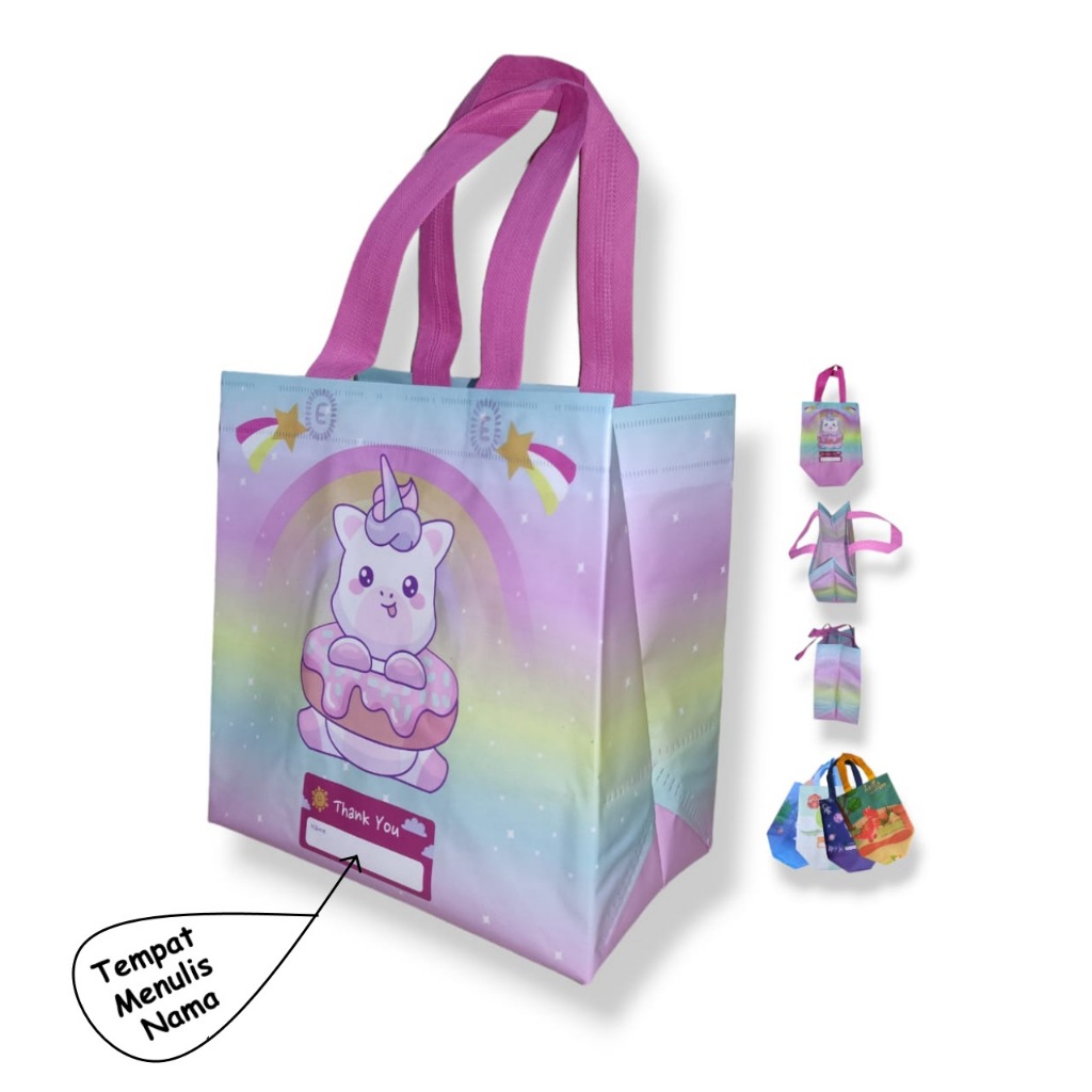 

Goodie Bag Gambar Sablon Karakter Kartun Dinosaurus, Unicorn, Binatang, Little Shark Uk. 25x25x15 Untuk Kantong Bingkisan belanja, Hampers ultah / Souvenir Ulang tahun anak perempuan laki laki / Paper bag khitanan / Bekal Mengaji / Mukena / Wisuda anak